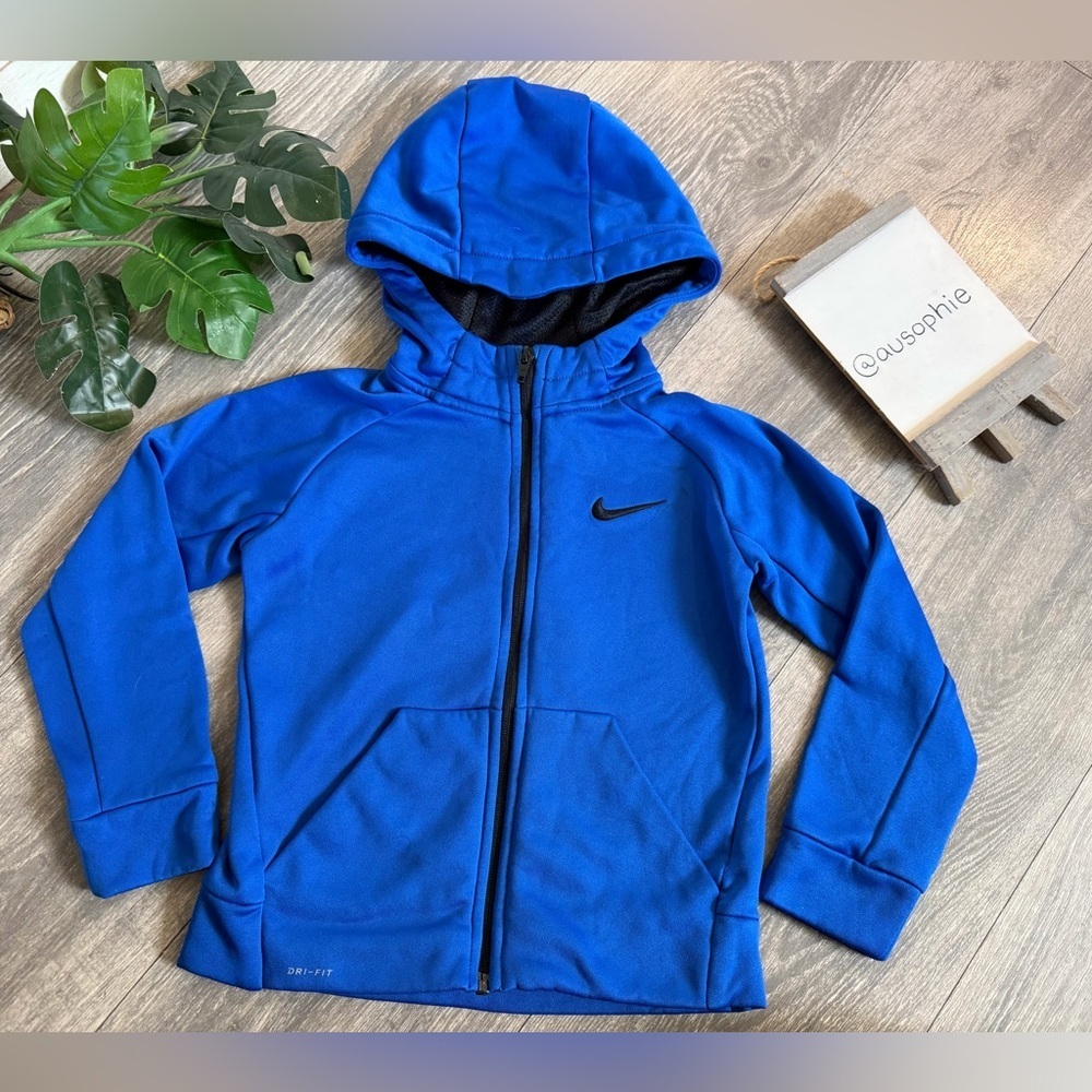 Nike Kids' Royal Blue & Black Dri-FIT Full-Zip Hoodie Sweater. Size S 4 / 5